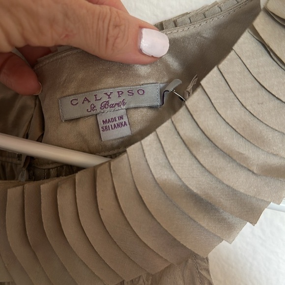 NWT Calypso St. Barth Silk Dress Taupe Medium - Picture 9 of 11